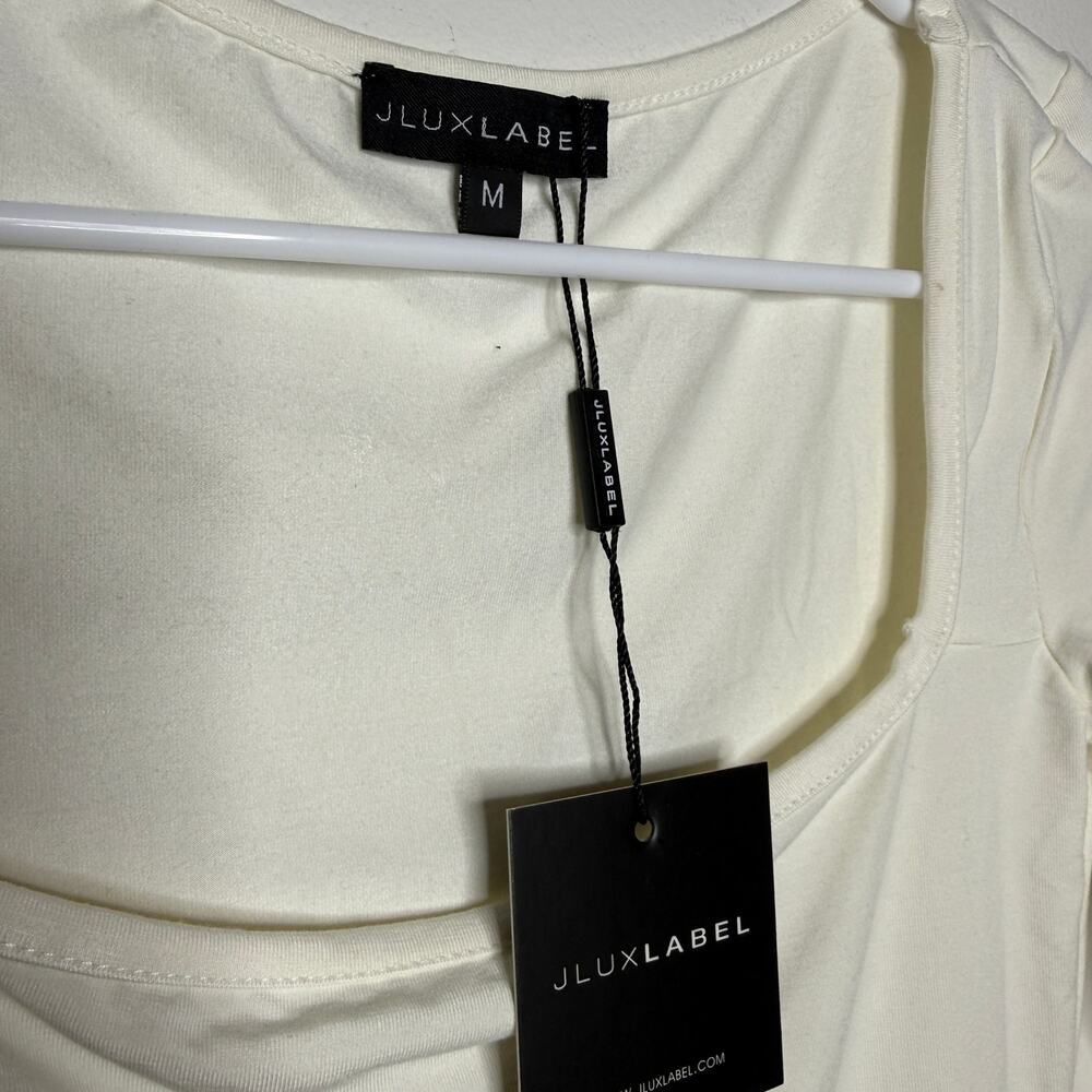 NEW Long Sleeve Bodysuit Ivory JLUXLABEL Stretch Size M - Picture 2 of 16